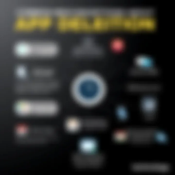 Graphic illustrating misconceptions about app deletion