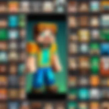 Mobile device displaying Minecraft skin options