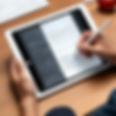Efficient Note-Taking with Apple Pencil User interacting with iPad Mini using Apple Pencil for note-taking.