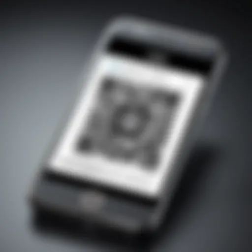 A smartphone scanning a QR code with a sleek application interface