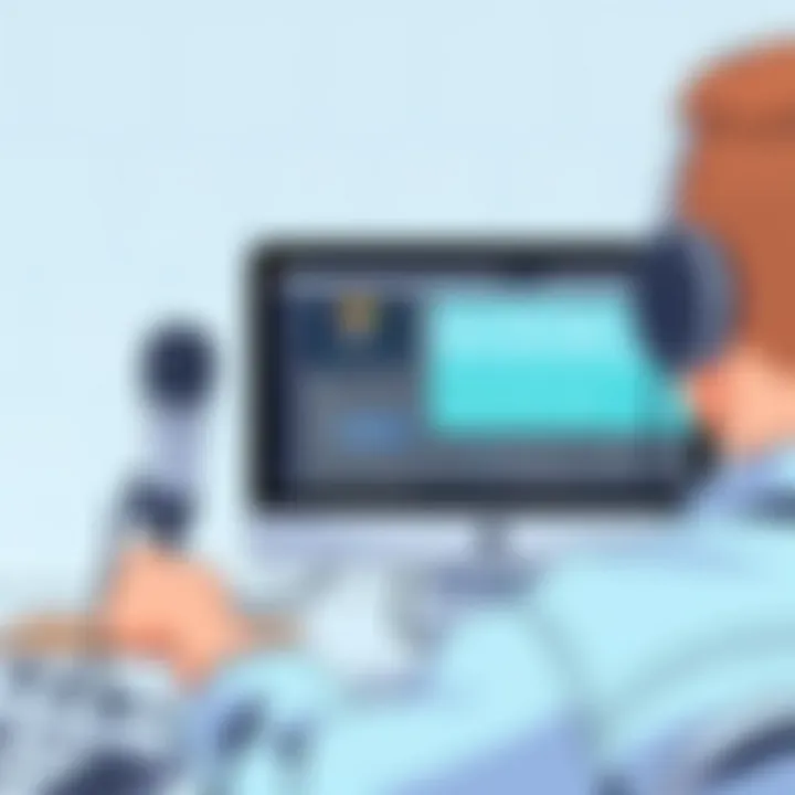 User demonstrating audio recording setup on a Mac