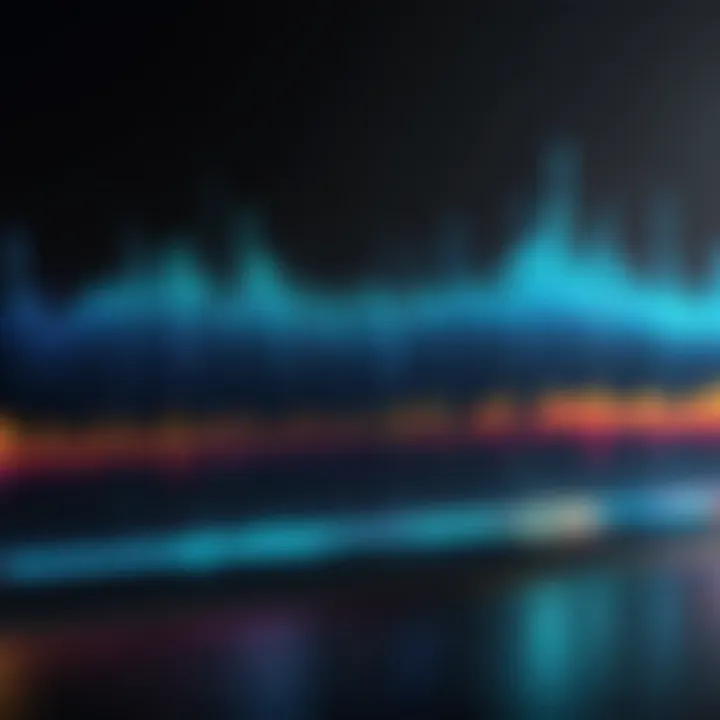 Graphical representation of audio frequency adjustments made by an equalizer.