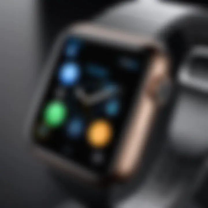 Close-up of smartwatch interface showcasing features