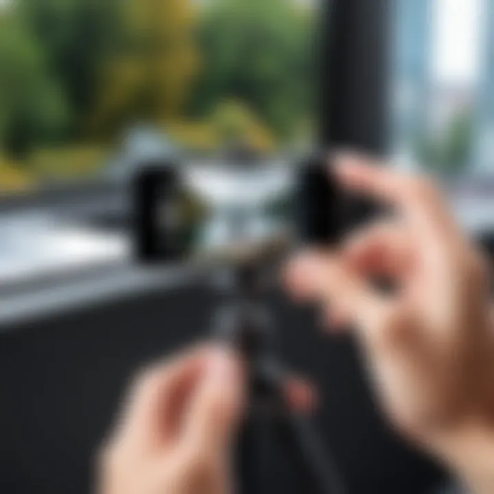 User capturing footage with an iPhone on a mini tripod
