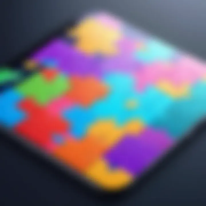 Puzzle game interface highlighting colorful and challenging levels.