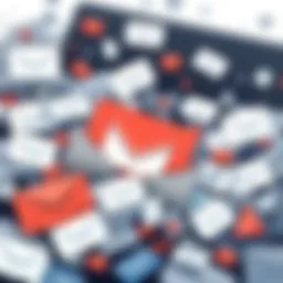 Visual representation of spam emails cluttering an inbox.