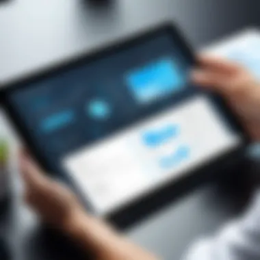 Business Application on a Secured Tablet Business professional using a locked tablet