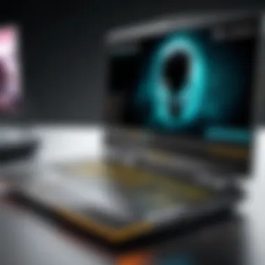 High-Performance Specifications of Alienware Gaming Laptop Close-up view of the high-performance specifications of the Alienware gaming laptop.