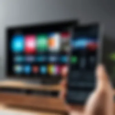 Navigating a TV Remote App User navigating a TV remote app on an Android device