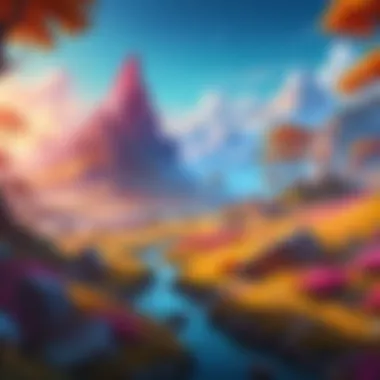 A vibrant scene from a fantasy adventure game displaying a mystical landscape