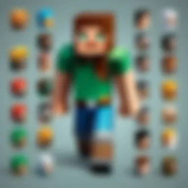 An array of customization options including skins and accessories in Minecraft