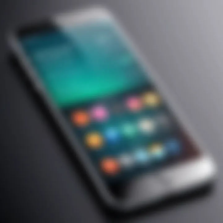 A stylish iPhone home screen layout with decorative widgets and icons.