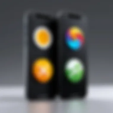 A side-by-side comparison of default icons and customized icons on an iPhone