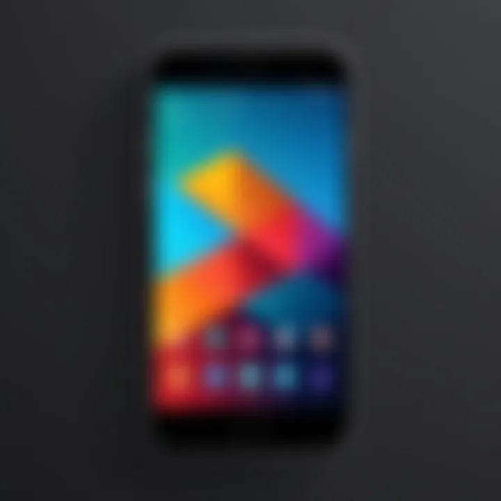 A sleek home screen showcasing a minimalistic wallpaper with vibrant widget displays.