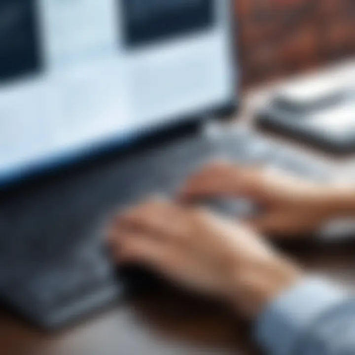 A close-up view of a user typing on a keyboard with document apps open