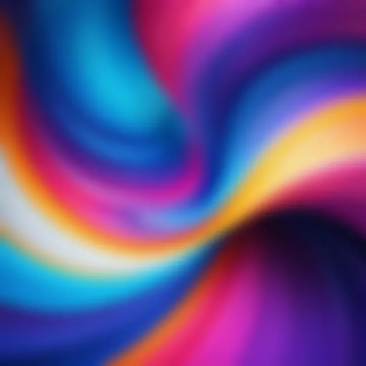 An abstract moving wallpaper displaying vibrant colors swirling together.