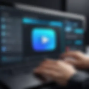 User-Friendly Video Editing App Interface A user navigating a video editing app interface