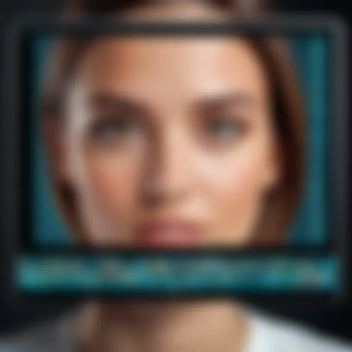 Close-up of a computer screen displaying a GIF with an edited face.