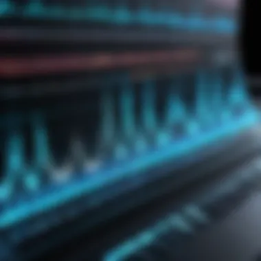 Analyzing Sound Waves in Editing Close-up of sound waves displayed on a digital audio workstation