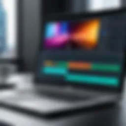 A laptop displaying video recording software interface
