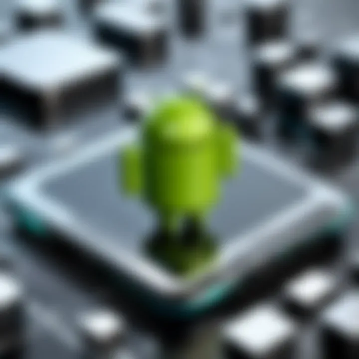 An illustration depicting the architecture of Android app emulation