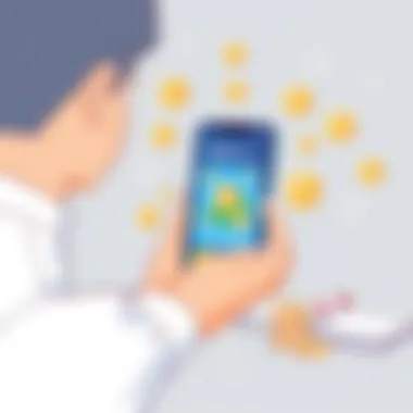 User Engagement with Financial Rewards A user interacting with a lock screen app displaying financial incentives