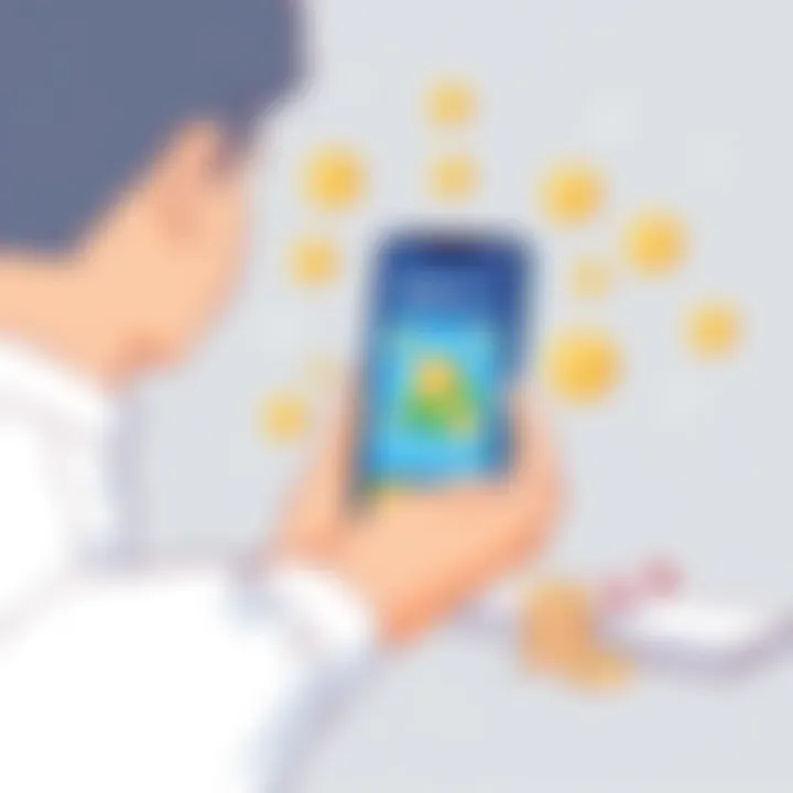 User Engagement with Financial Rewards A user interacting with a lock screen app displaying financial incentives