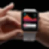 User interacting with health tracking app on Apple Watch