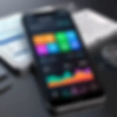 Managing Finances Effectively with iPhone Apps A visually engaging interface of finance management apps on an iPhone.