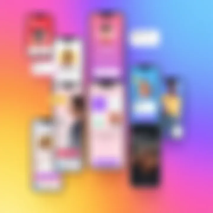 Diverse dating app interfaces showcasing various features