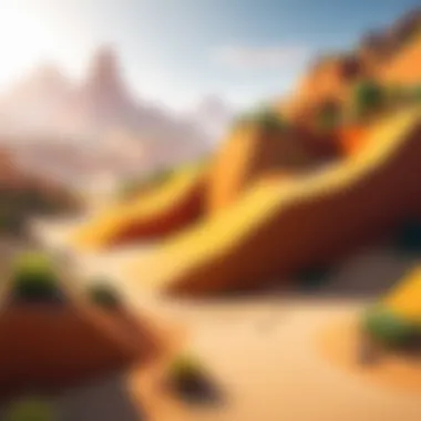 Diverse Sandbox Environments A vibrant sandbox world filled with unique terrains and biomes