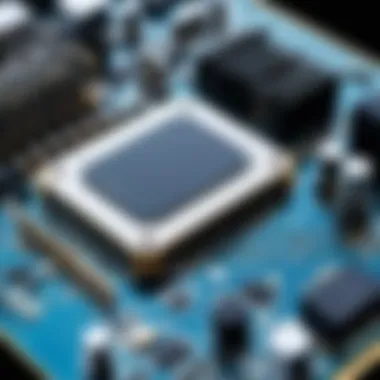 Intricate Circuitry of ARM SBC A close-up of an ARM single board computer showcasing its intricate circuitry