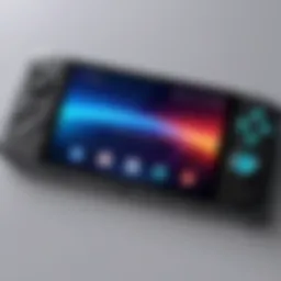 A close-up of a modern handheld gaming console showcasing its sleek design and vibrant display.