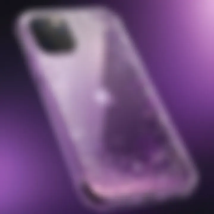 Minimalistic clear case with sparkles for purple iPhone 11