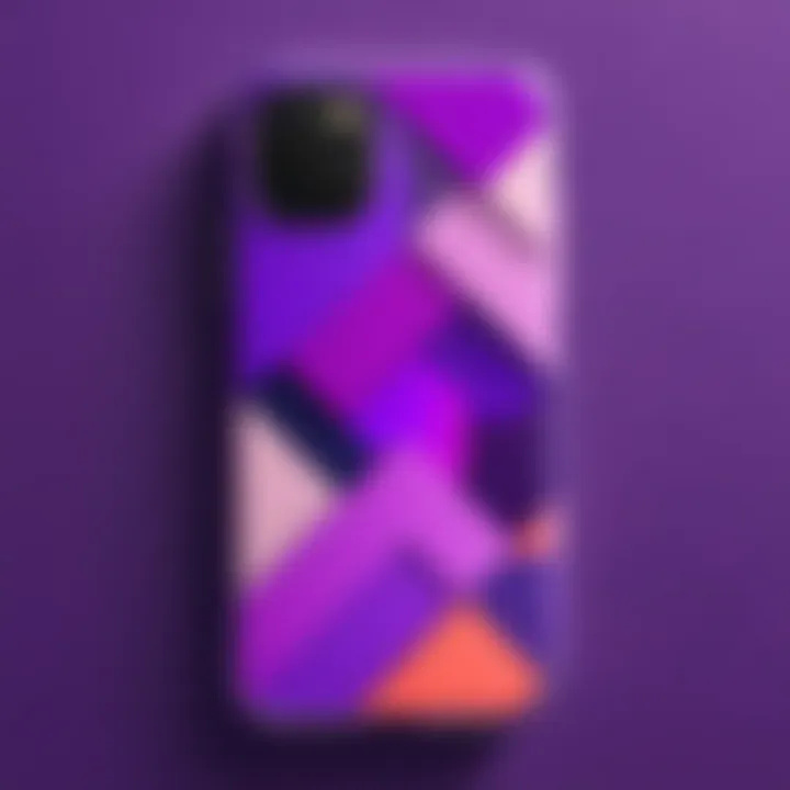 Vibrant geometric pattern case for purple iPhone 11