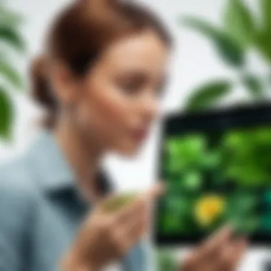 A user interacting with a plant recognition feature on an app