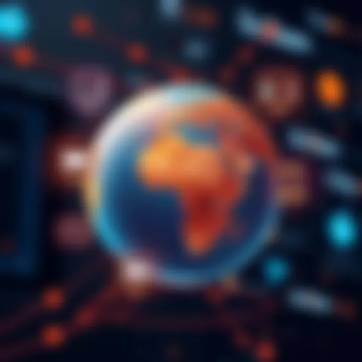 Global Communication through Translation Technology A globe symbolizing global communication through translation apps