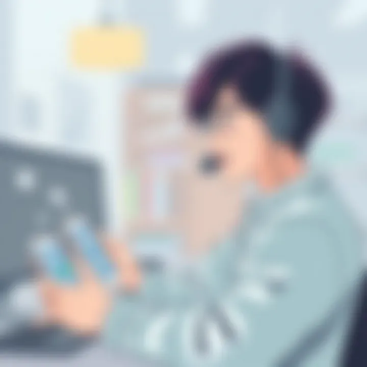 Engaging with Voice Translation in Multilingual Environments A user interacting with a voice translation app in a multilingual setting