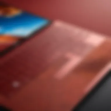 Close-up of Surface Laptop textures and colors emphasizing design quality.