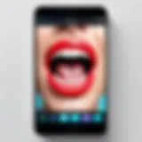 A vibrant display of a moving mouth app interface showcasing its features