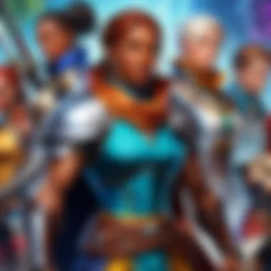 Diverse Characters in RPGs A vibrant illustration showcasing diverse characters in a multiplayer RPG setting.