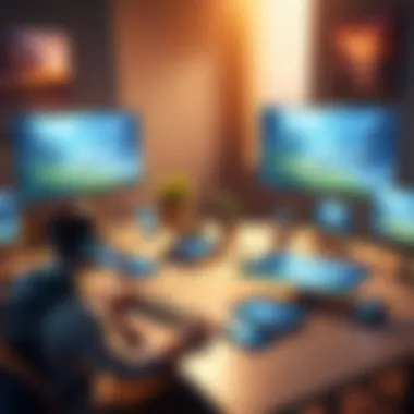 Collaboration in Virtual Worlds An engaging scene of players collaborating in a virtual world filled with quests and adventures.
