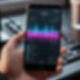 User interacting with a music recognition app on their smartphone