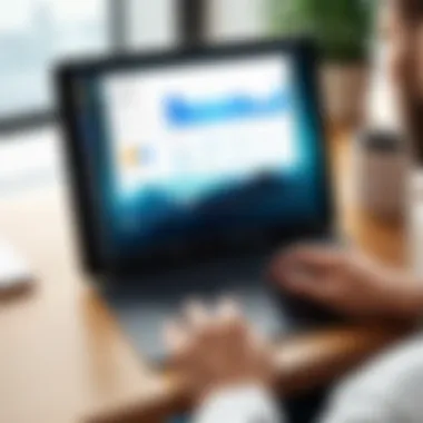 Engaging with Productivity Apps User engaging with a productivity app on a tablet