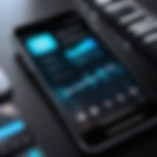 A sleek smartphone displaying a music app interface