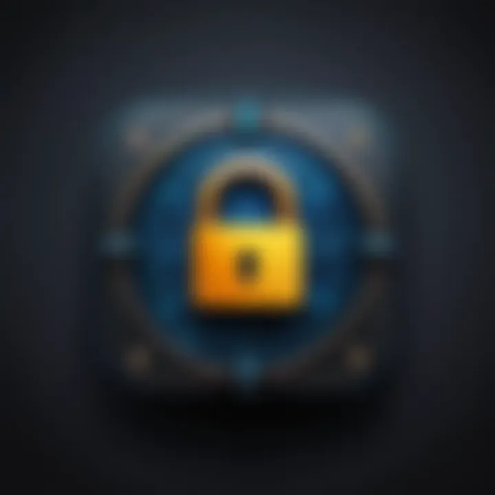 Symbolic representation of secure messaging with a lock icon