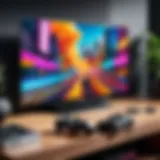 A captivating view of a gaming console connected to a TV showcasing vibrant graphics