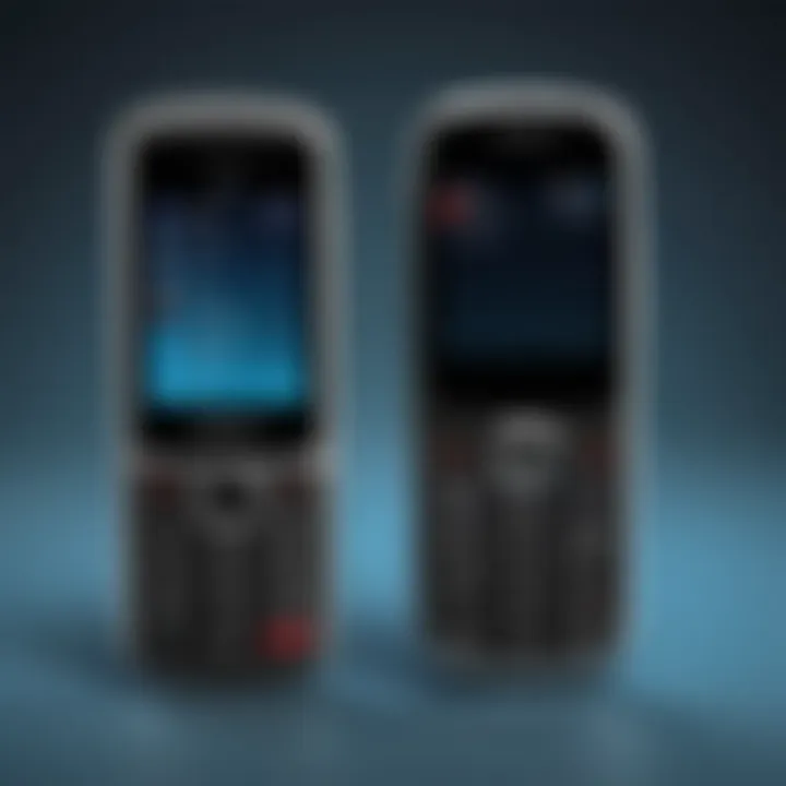 A visual comparison between a smart talk flip phone and a traditional smartphone, emphasizing key features.