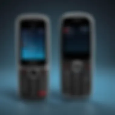 Comparison of Smart Talk Flip Phone and Traditional Smartphone A visual comparison between a smart talk flip phone and a traditional smartphone, emphasizing key features.