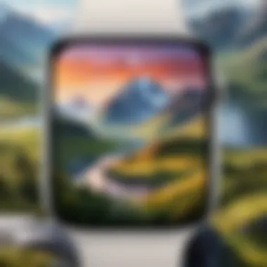 A serene landscape background setting for an Apple Watch face that evokes tranquility.